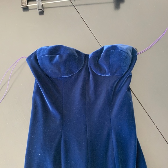 Strapless Blue Velvet Mermaid Bogdar gown - Picture 3 of 6